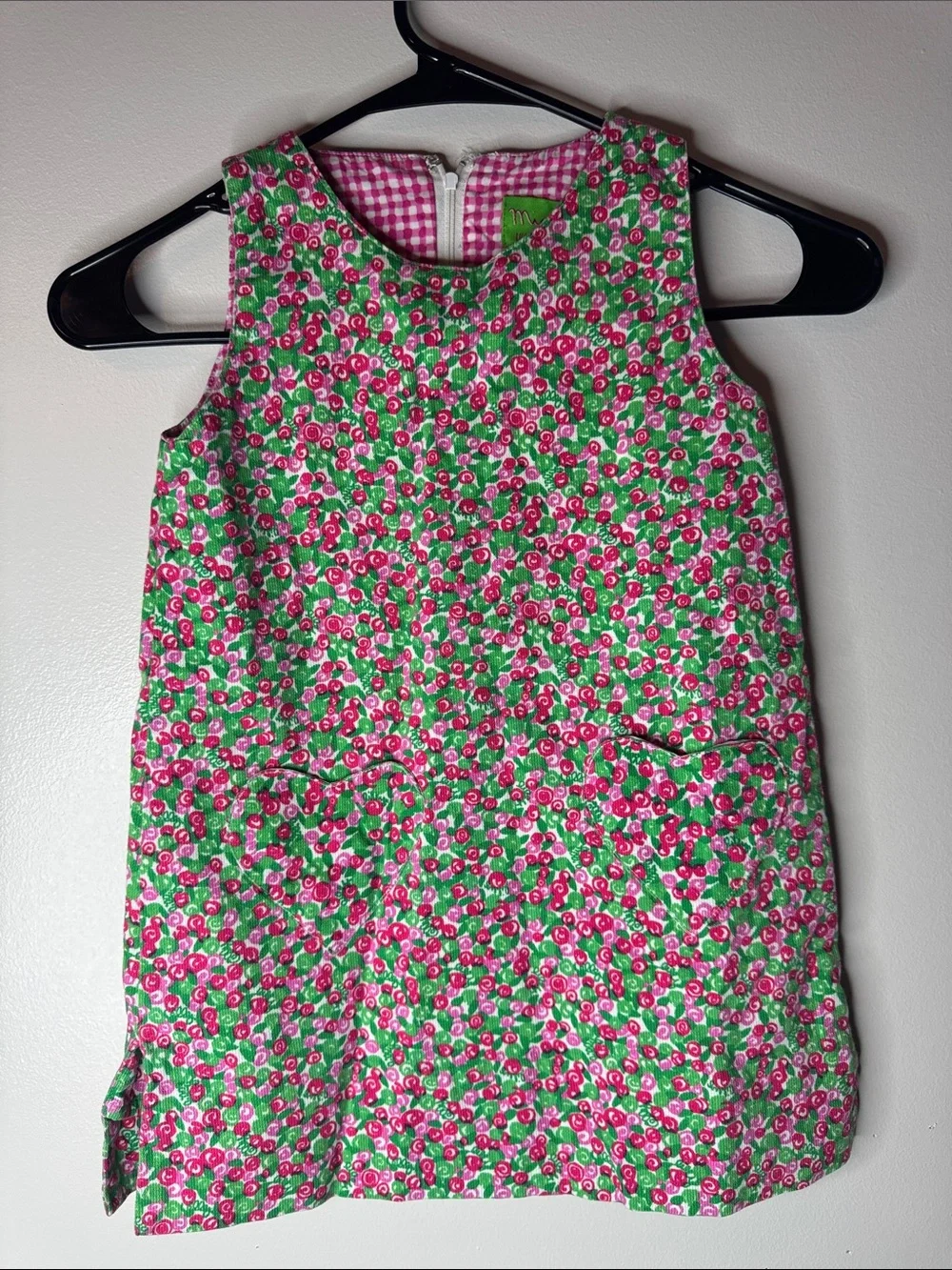 Lilly Pulitzer Girls Sleeveless Floral Shift Dress in Pink & Green